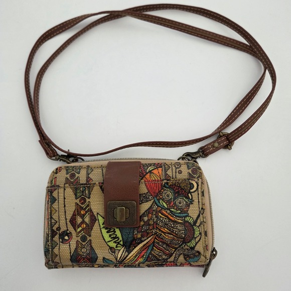 Sakroots Handbags - Sakroots Crossbody Wallet Multicolor Owl Print Coated Canvas Womens Small